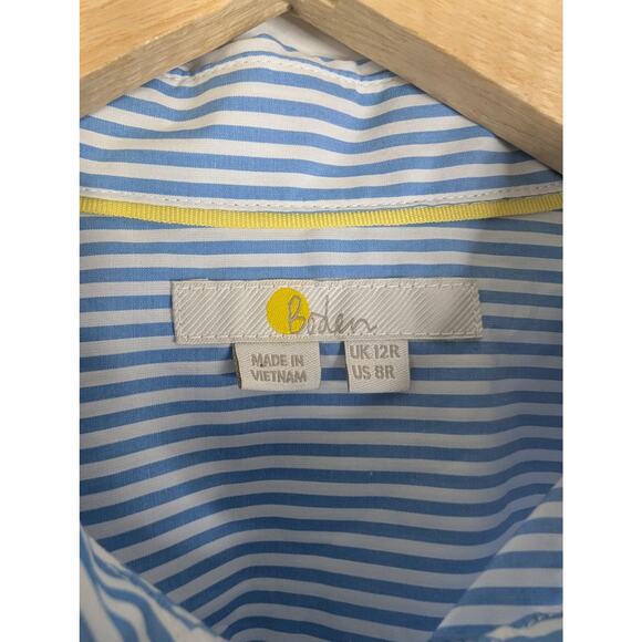 Boden Agnes Striped Floral Embroidered Oversized Button Down Shirt - Picture 7 of 8